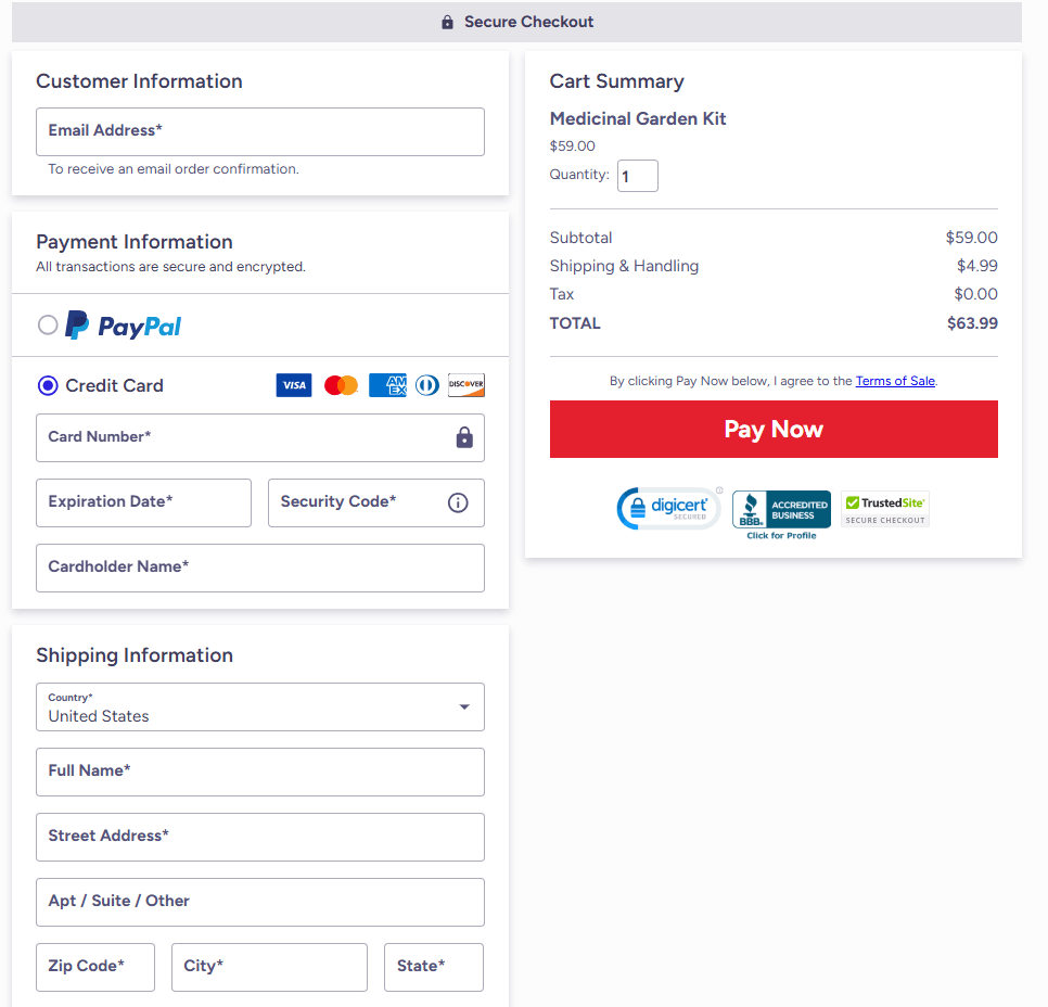 Medicinal Garden Kit - Order Form